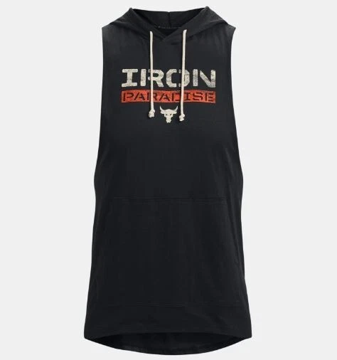 Under Armour Men's UA Project Rock Iron Paradise BLACK Sleeveless Hoodie  2XL | eBay