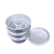 Large 3 Tier 12" Aluminum Steamer Pot for Vegetable Seafood Dumpling,Stock Sauce