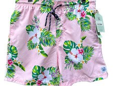 New with Tags SPICY TUNA Trunks L Men  s Bathing Suit Shorts Mesh Lining Pink