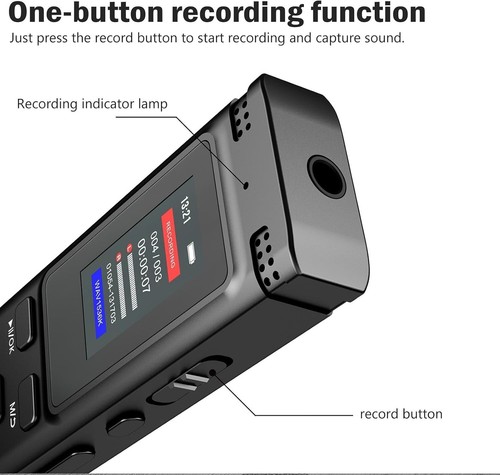 Enregistreur Vocal Numérique Portable Dictaphone Audio activé par la voix 64 Go - Foto 6 di 15