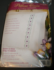NEW Dimensions Pillow Cases Stamped Embroidery Kit 73195 LILACS  VINE CS6 