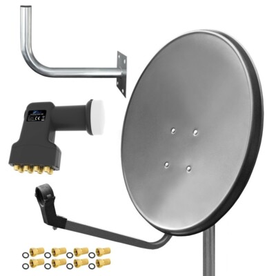 60cm Sat Anlage Digital Octo LNB Wandhalter 45 cm 4K HD 8 Teilnehmer Antenne HD