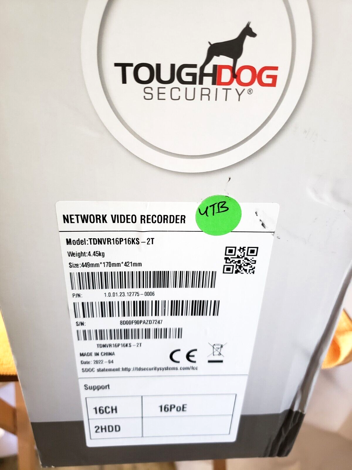 Tough Dog Security 16 Channel Network Video Recorder TDNVR16P16KS2T