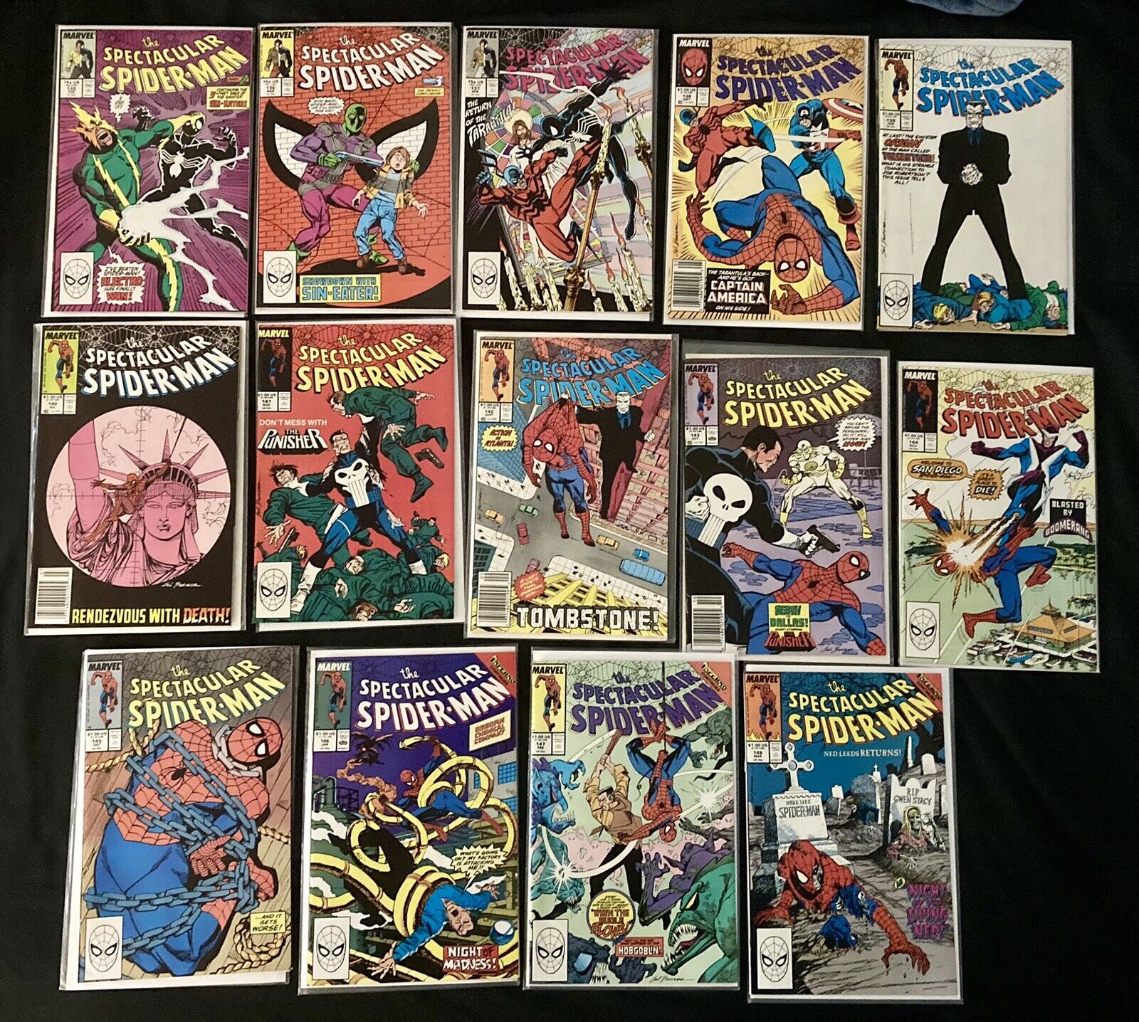 1987-1989 The Spectacular Spider-Man, lot of 14 Copper Age Comics # 134-148, VF