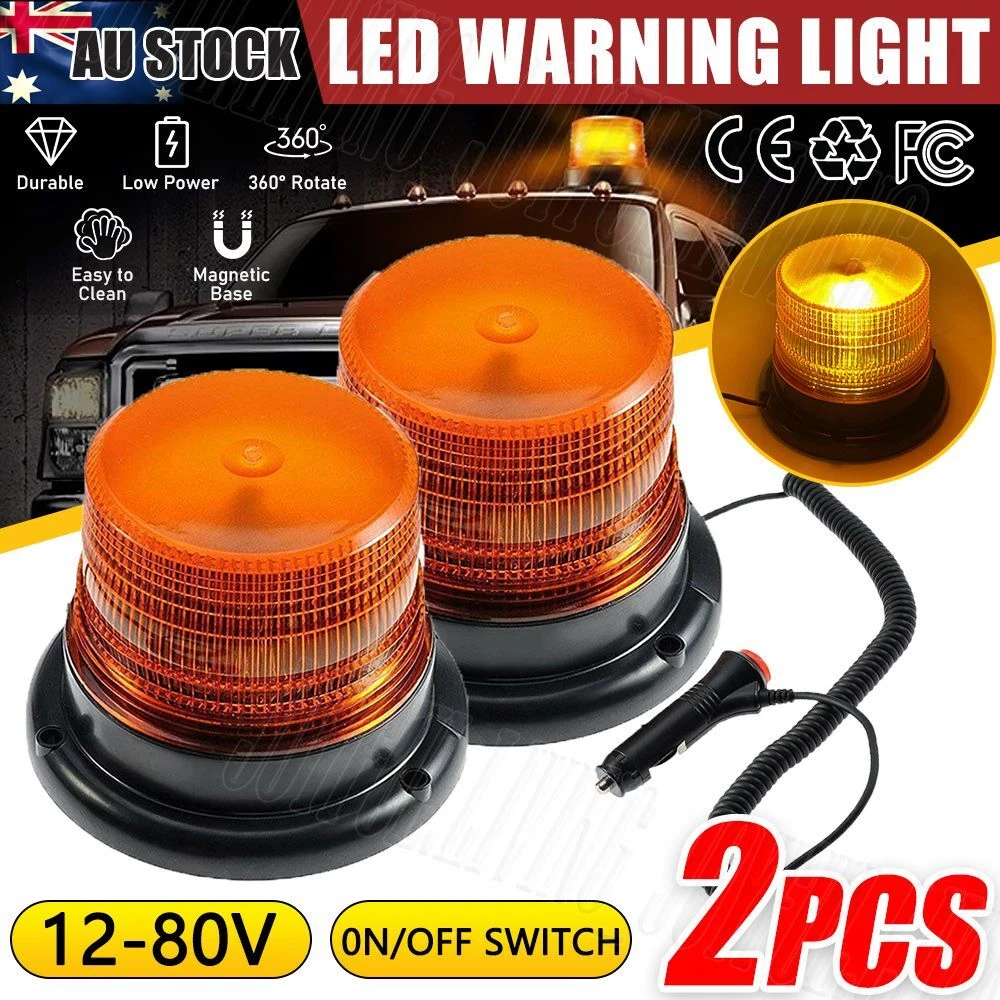 2PCS LED Beacon Flashing Lights Magnetic Strobe Emergency Warning