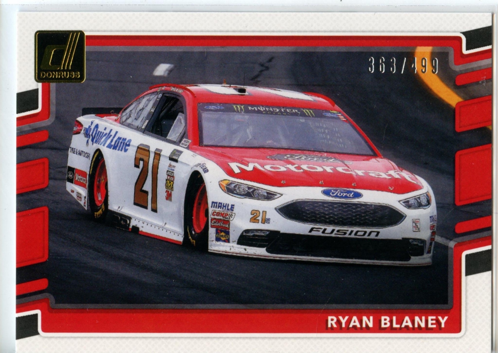 2018 Donruss Racing NASCAR GOLD FOIL Parallel #91 Ryan Blaney #363/499
