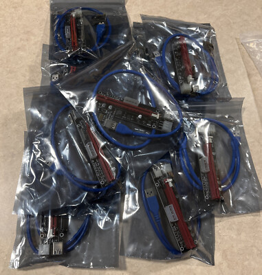 PCI-E 1x to 16x Powered USB3.0 GPU Riser Extender Adapter Card 12 Pack