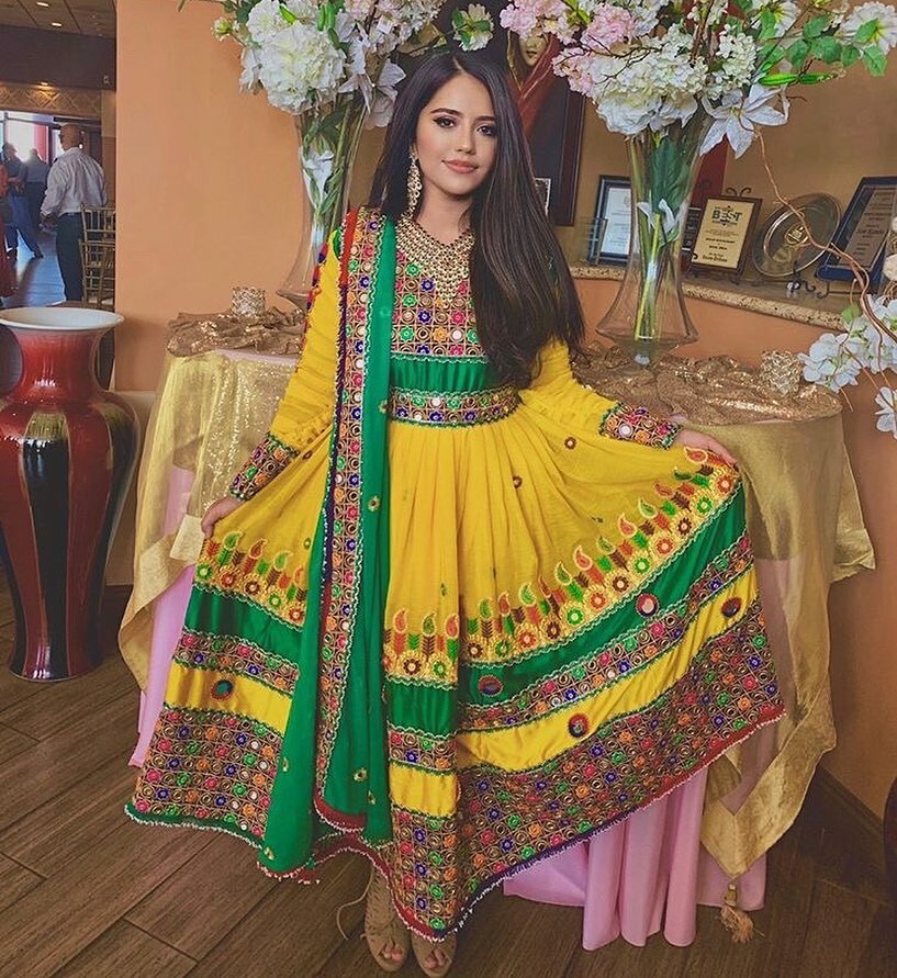 Vestido afgano bordado para niña - Vestido estilo afgano - Vestido afgano para niña