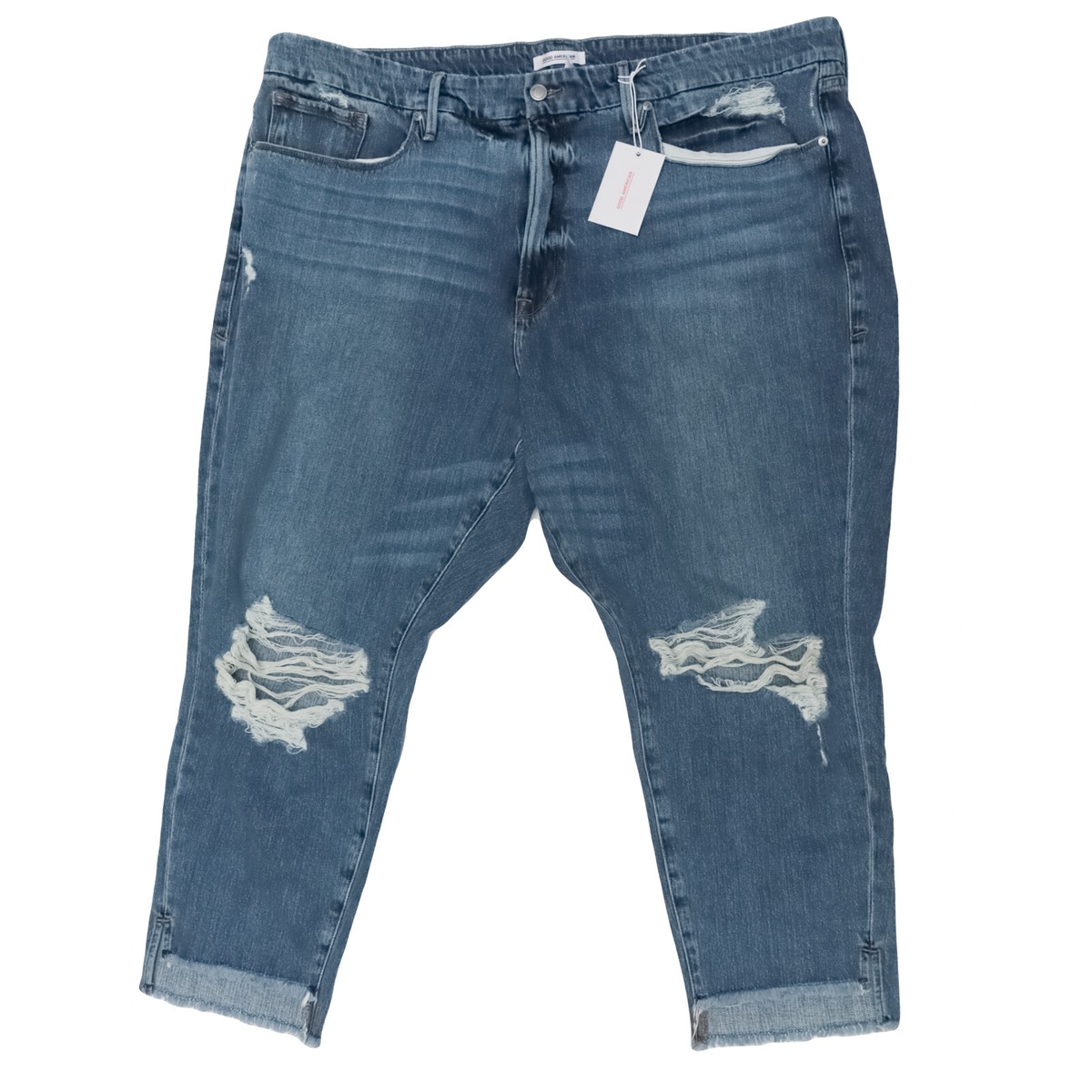 Good American GGFSH991T Girlfriend Ripped Side Hem 26