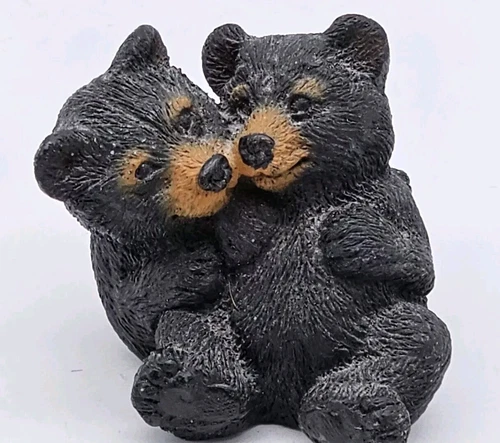 Vintage Black 3" Bear Pair Figurine By Carole