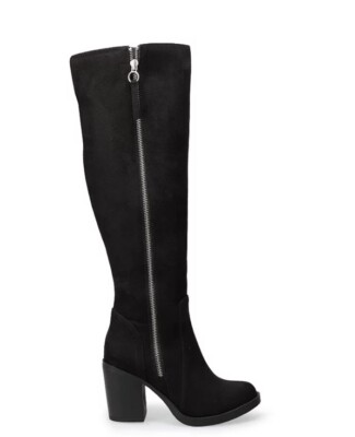 SO Women s Black Okapi Chunky Block Heel Knee High Boots , Size 10