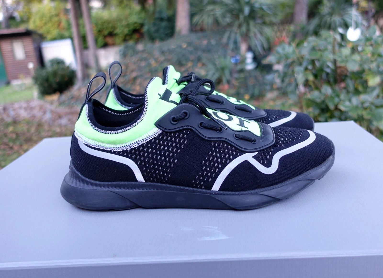 DIOR SHOES 42 shoe sneaker sneakers black green fluo big logo