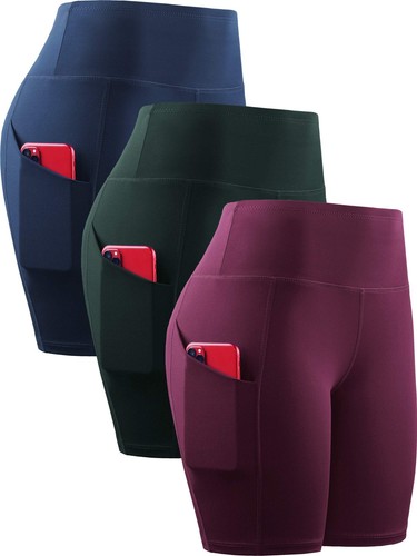Women's 3 Pack Athletic Shorts for Biker Running Yoga Gym Workout Tummy Contr...