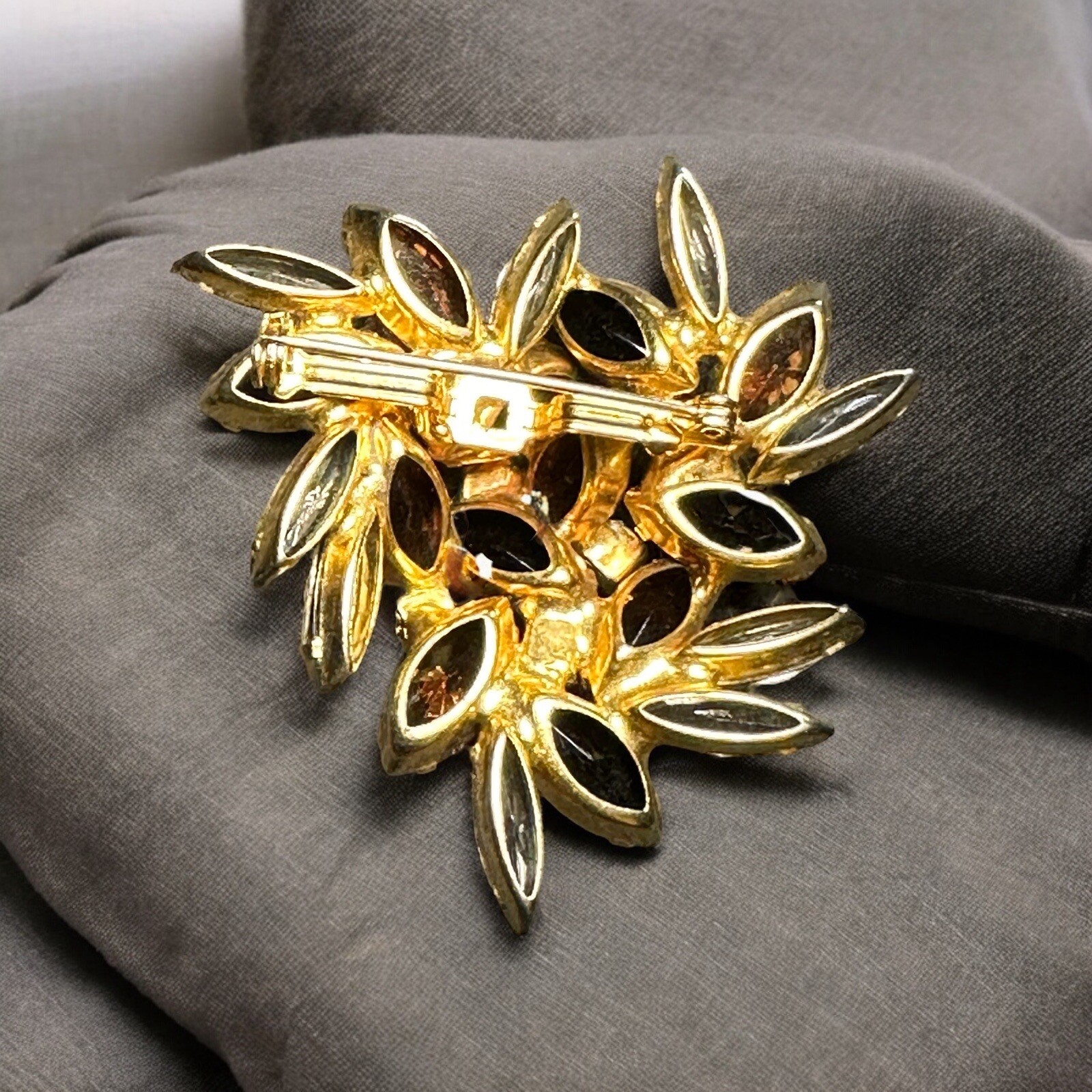 Vintage Open Back Rhinestone Statement Brooch Pin - image 3