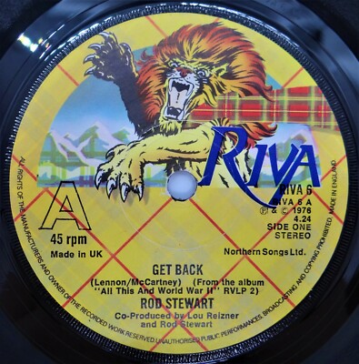 Rod Stewart   Get Back/Trade Winds 7'' Vinyl Single 1976 Classic Rock RIVA6 UK