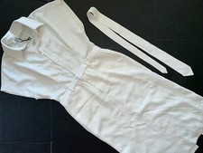 NWT Zara M MIDI SHIRT DRESS+TIE cream WHITE ivory COLLARED 2020 collection
