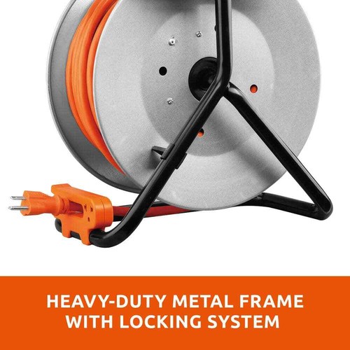 Link2Home 75 ft. 12/3 Extension Cord Storage Reel 4 Grounded Outlets & Overload - Picture 6 of 9