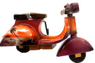 Moped W/ Surfboard Rack Handcrafted Dolphins Wooden Vespa Scooter Handpainted