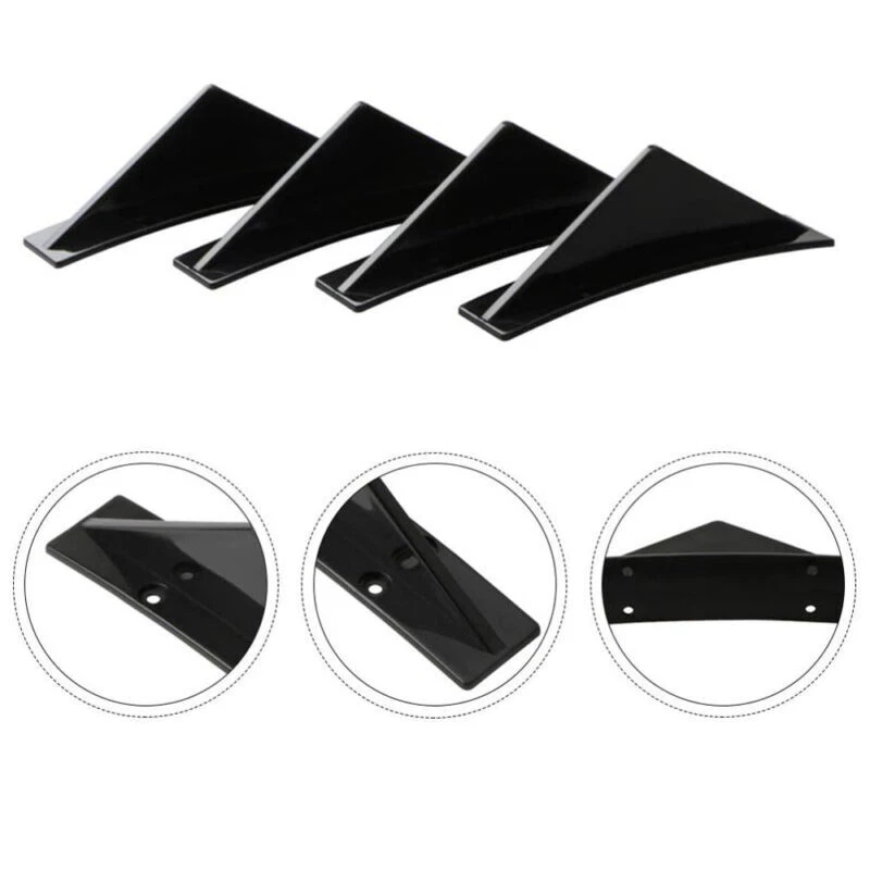 4x диффузор для заднего бампера плавник спойлер кромка крыло универсальный разветвитель черный - Изображение 3 из 4