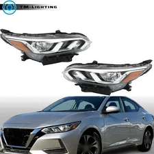 Headlights For 2020-2021-2022 2023 Nissan Sentra S SV Halogen Left+Right Chrome