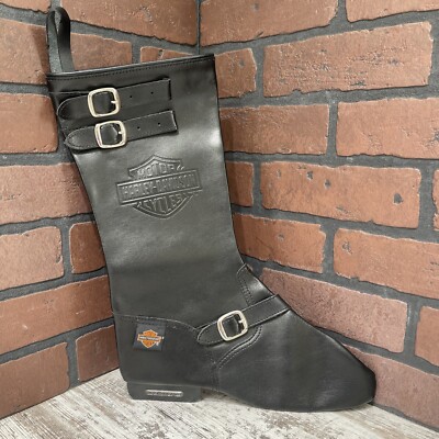 1999 Harley-Davidson Black Leather Christmas Stocking Boot Cavanagh Group Rare