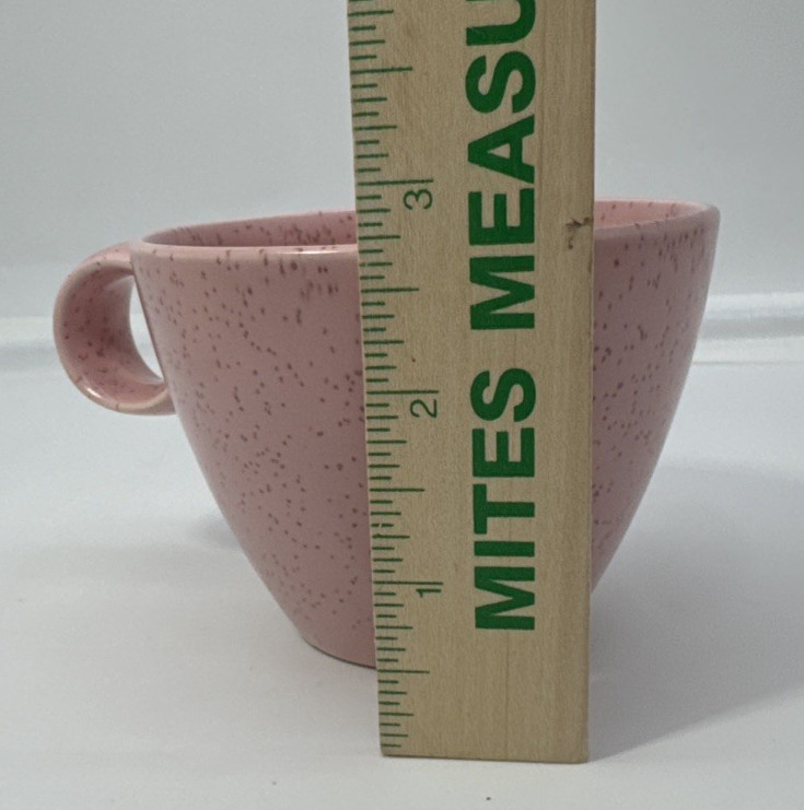 Vintage Metlox Vernon Ware "Tickled Pink" Speckled Cup & Saucer Retro Atomic MCM