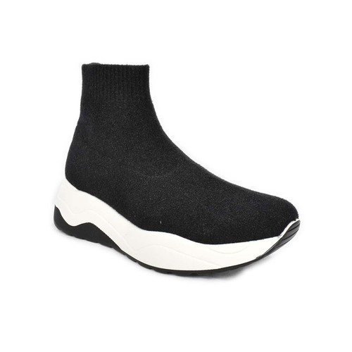 Sneakers a stivaletto elasticizzate a calzino in tinta unita con zeppa alta  comoda Colore Nero Numero 36