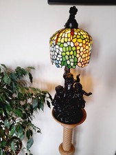 Tiffany Reproduction Table Lamp - Wisteria Pattern with Cherub Epoxy Resin Stand