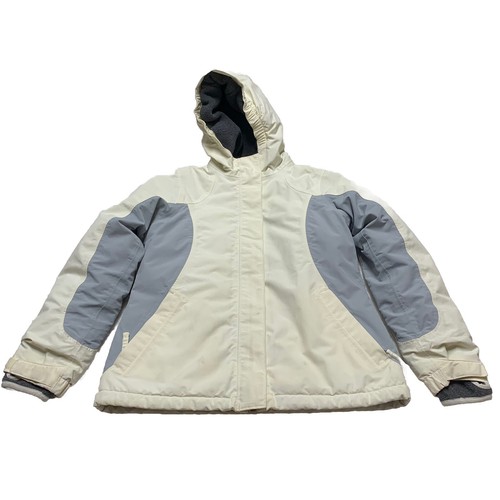 Lands End Winter Coat Jacket Kid's Size Medium 10-12 Ivory Gray Hooded - Picture 10 of 12