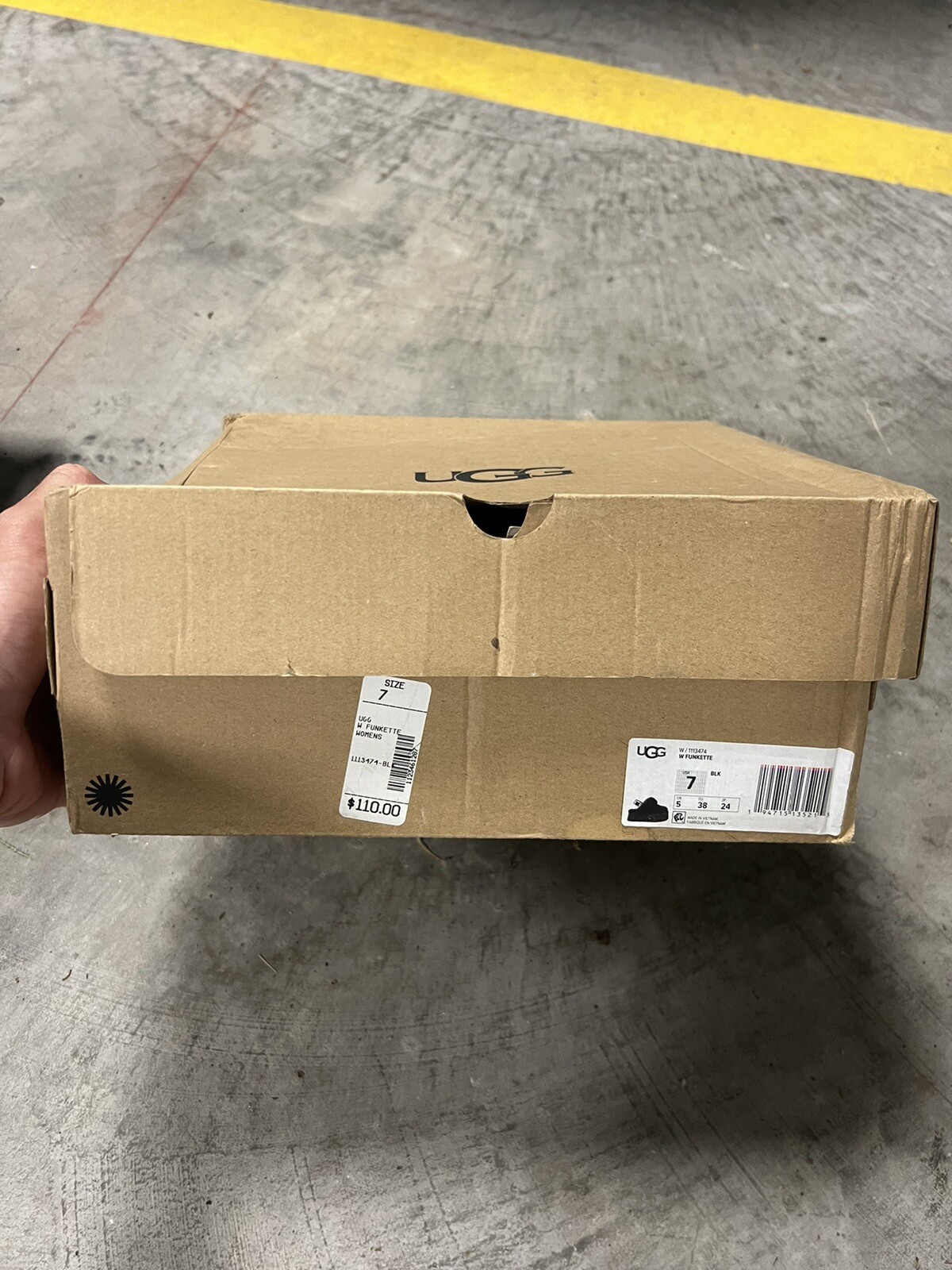 SAOLA SOLO SCATOLA SCARPE UGG FUNKETTE plateau pelle di pecora scamosciata pantofole 1113474 NERO TAGLIA 7