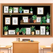Classroom Bulletin Board Set,Greenery Bookshelf Decor Plant Motivational Clas...