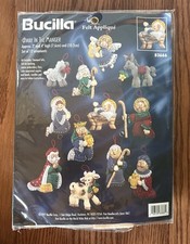 Vintage Bucilla Away In The Manger Nativity Felt Ornament Kit 83666 NEW 1997