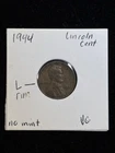 1944 Lincoln Wheat Cent - No Mint - “L” Into Rim VG