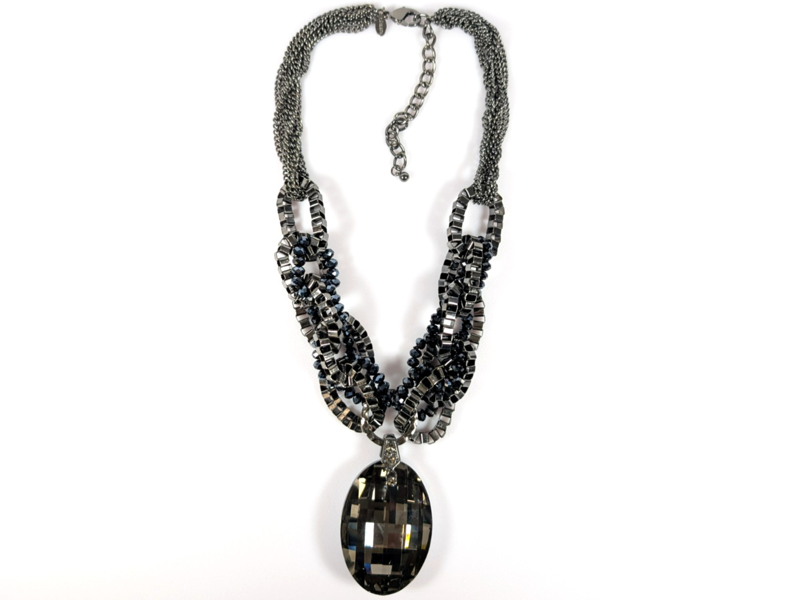 Chico's Bold Metallic Statement Chunky Necklace W… - image 1