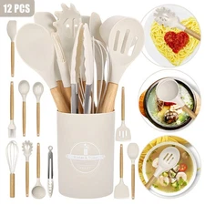 12Pcs Kitchen Cooking Utensils Set Heat Resistant Non-Stick Silicone Utensil Set
