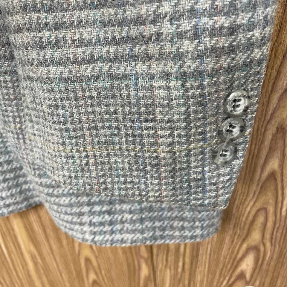 Abrigo Deportivo Kuppeheimer Vintage Para Hombre 44L Gris Multicolor Cuadros Tweed Lana EE. UU. Foto 3 de 4