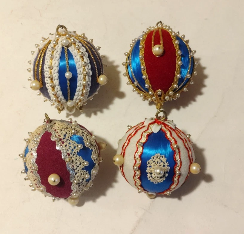 DE COLECCIÓN Lentejuelas Cuentas Push Pin Satinado Terciopelo Perla Encaje Adornos de Navidad - 4 Foto 4 de 4