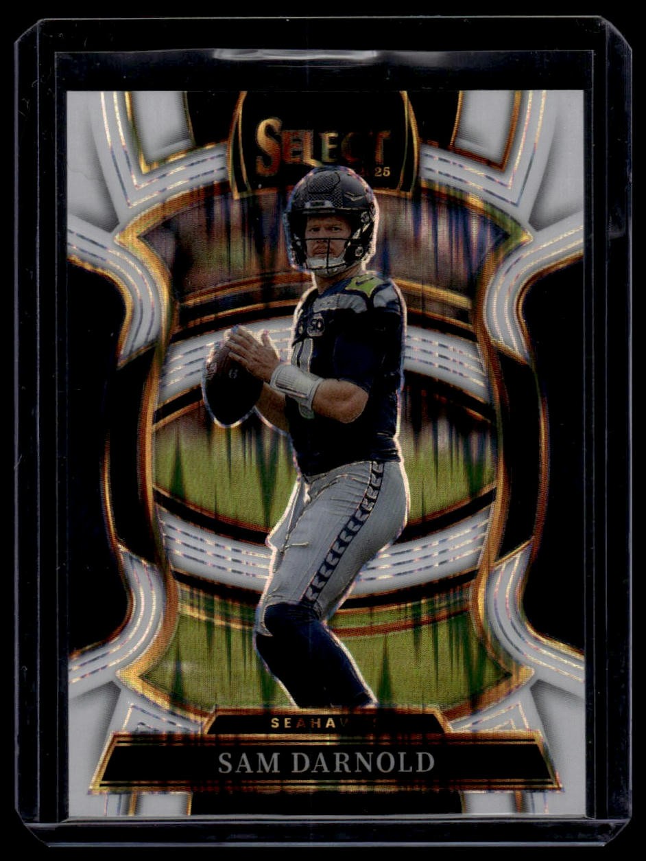 2025 Panini Select #13 Sam Darnold White Prizm Shock #/799