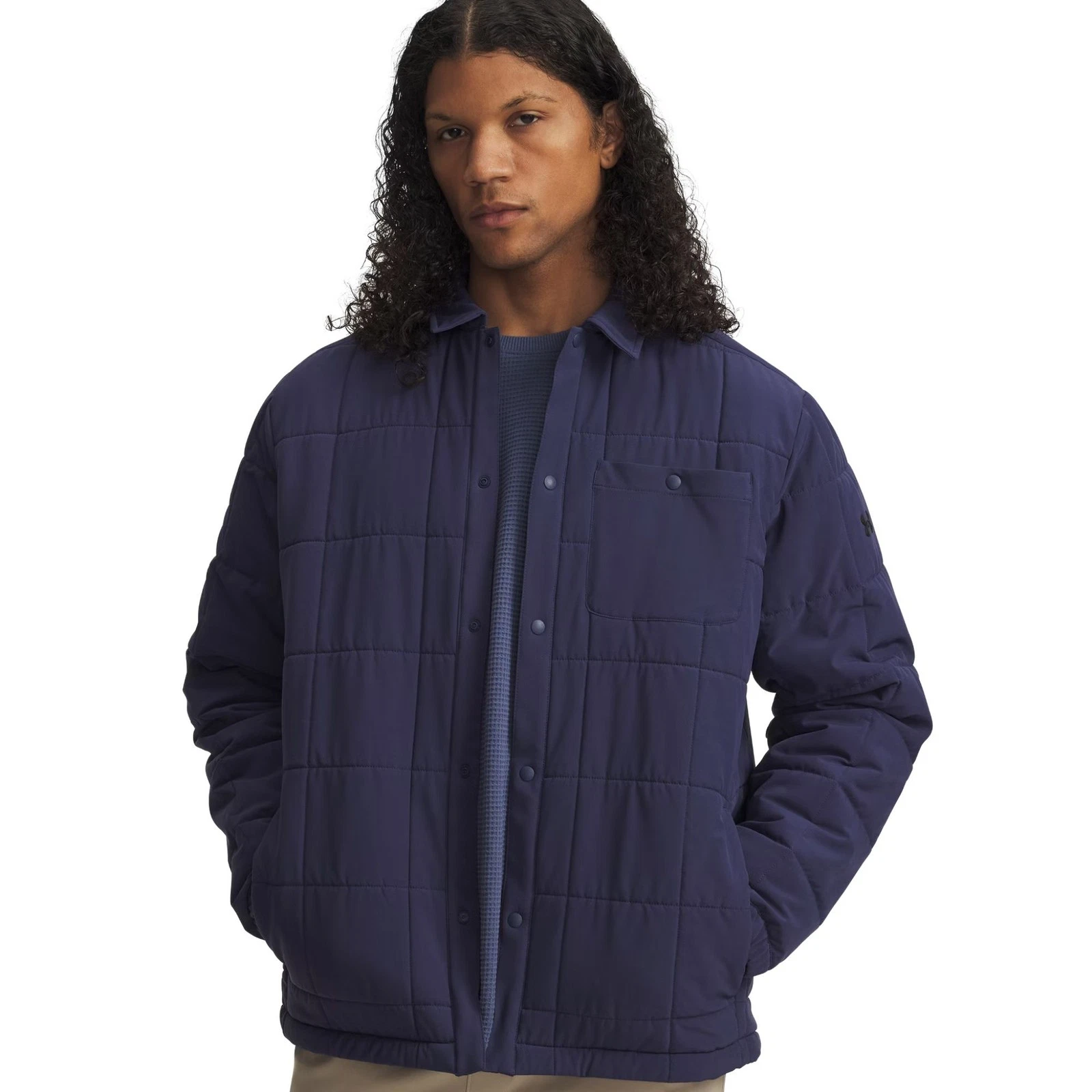 Under Armour Expanse Quilted Shacket Men's Casual Jacket, Washed Navy/Black, Lar