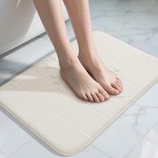 Yimobra Memory Foam Bath Mat, Super Soft Absorbent Bathroom 24" X 17", Cream