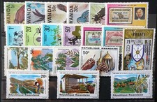 RWANDA  Lot of 20 different stamps  birds  1978, 1979, 1980  MH