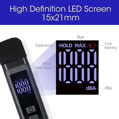Digital Decibel Meter Sound Level LCD Display Decibel/Max/Data Hold Battery Home