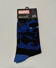 New 1 Pair of Marvel Black Panther Crew Socks, Size 9-13 Super Hero Movie