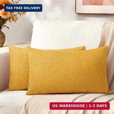 Lumbar Decorative Throw Pillow Covers 12x20, Set of 2, Soft Textured Look Printe