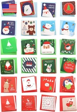24 Pack RQKER Mini Christmas Greeting Cards & Envelopes, Cute Stweety Small Size