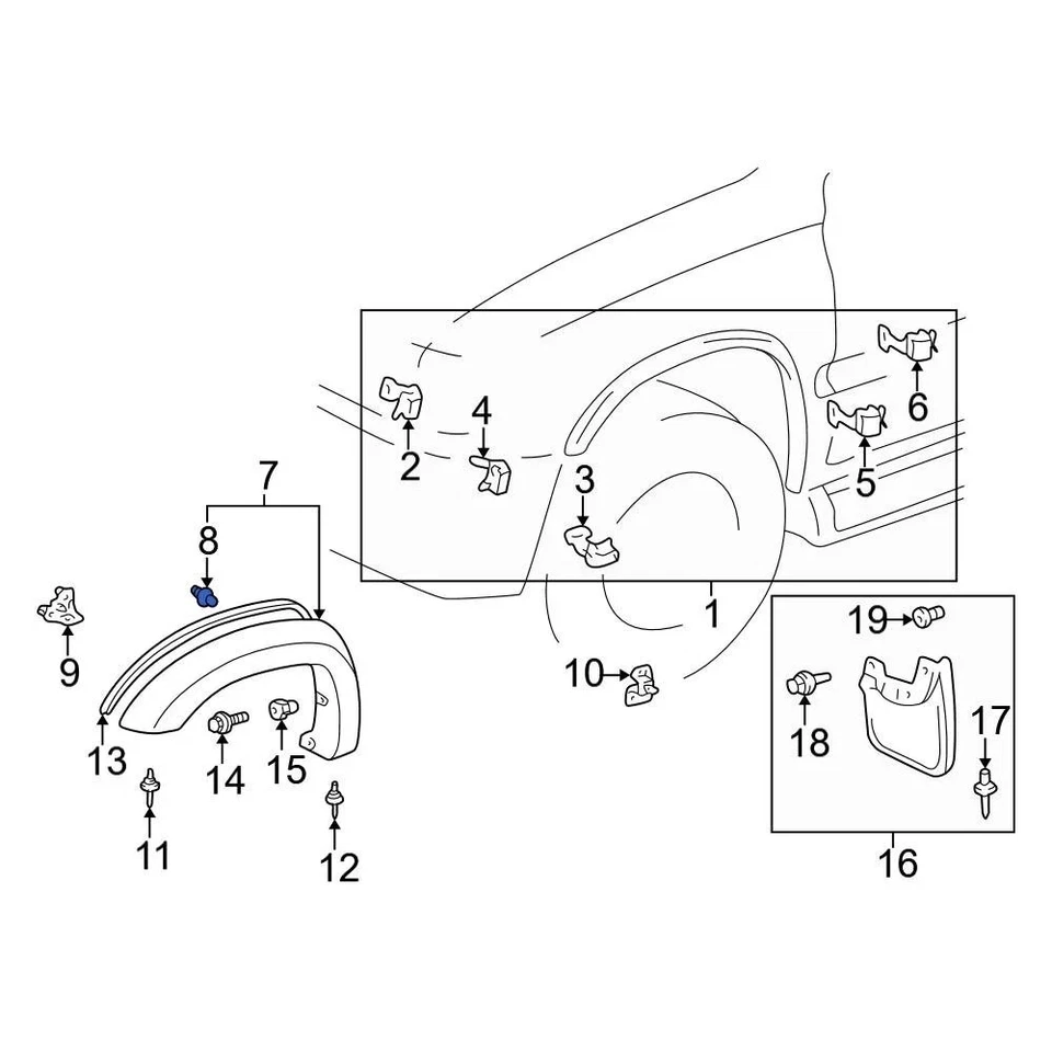 For Toyota Tundra 2004-2006 Toyota 9090467036 Front Fender Flare Clip Foto 3 de 4