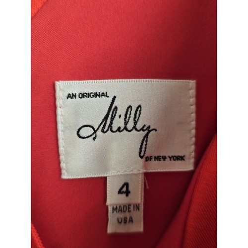 Milly of New York Women Sheath Dress Linen Blend Red Orange Size 4 - Picture 4 of 5