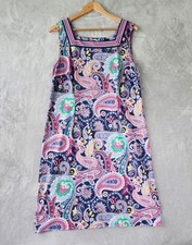 Talbots Dress Womens Size Large Colorful Paisley Print Square Neck Stretch Knit