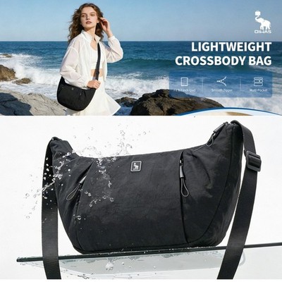 OIWAS Women Crossbody Bag Lightweight Adjustable Sling Bag 9L Black Crecent Bag