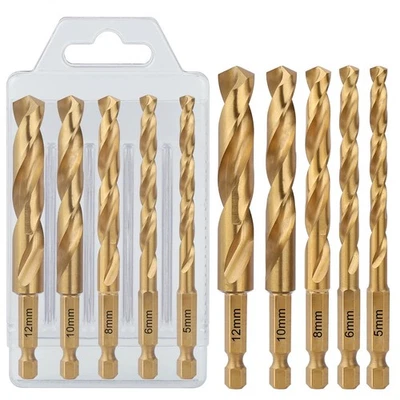 5tlg 5-12mm HSS Spiral Edelstahlbohrer Satz Metallbohrer Set für Holz Metall - Bild 1 von 4